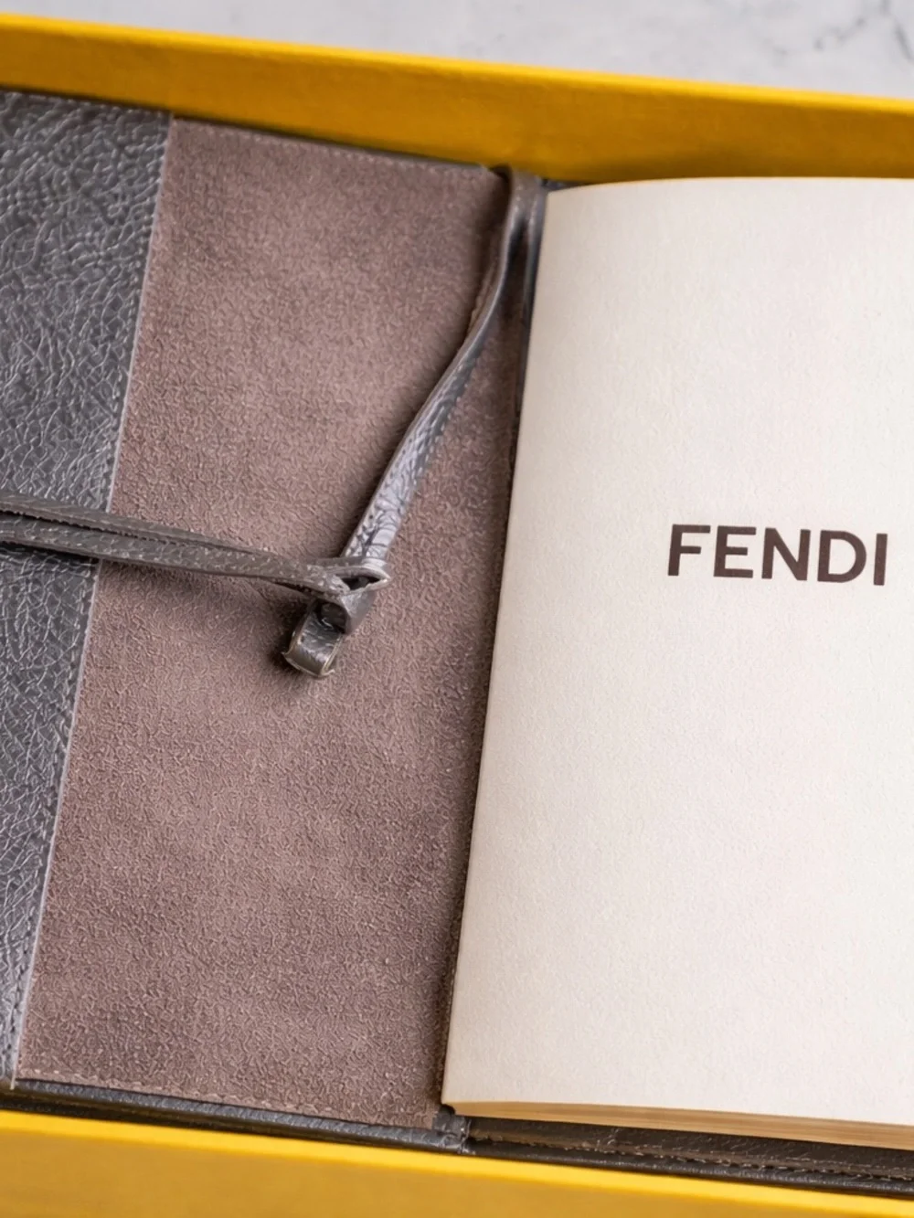 FENDI Leather-covered Notepad Stationery Dark Silver